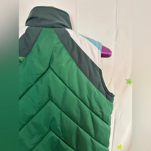 Y2K Roxy Green White and Blue Puffer Vest Women’s Size M - Picture 12 of 12
